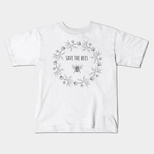 Wreath of clover flowers with save the bees Kids T-Shirt